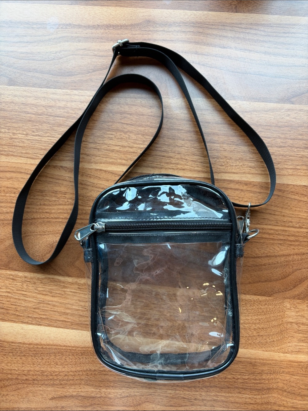 Clear PVC Crossbody Bag with Black Trim - Stadium/Concert Venue secure